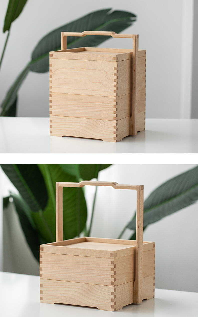 黑胡桃木实木提盒木质礼盒茶叶盒月饼盒新中式手提盒多层收纳盒