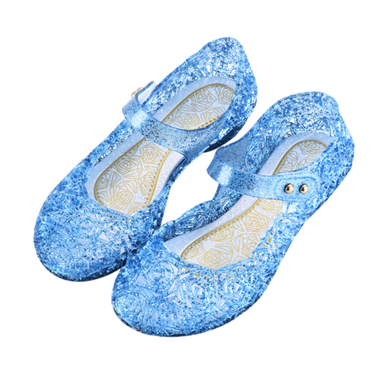 Cross-Border 2023 Frozen 2 Princess Shoes for Girls Girls High Heel Crystal Shoes Sandals Children's Performance Shoes