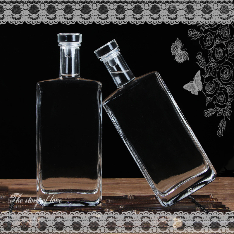 批发玻璃酒瓶 透明白酒瓶 方形扁酒瓶 观云酒瓶