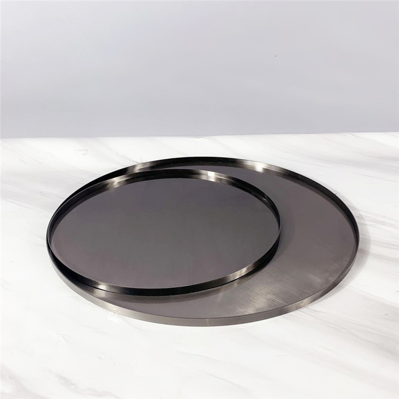 轻奢极简不锈钢电镀圆形首饰托盘桌面装饰摆件金色镜面饰品展示