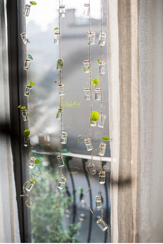 玻璃瓶串花器绿植风铃森系北欧许愿瓶装饰挂件吊饰门帘水培植物瓶
