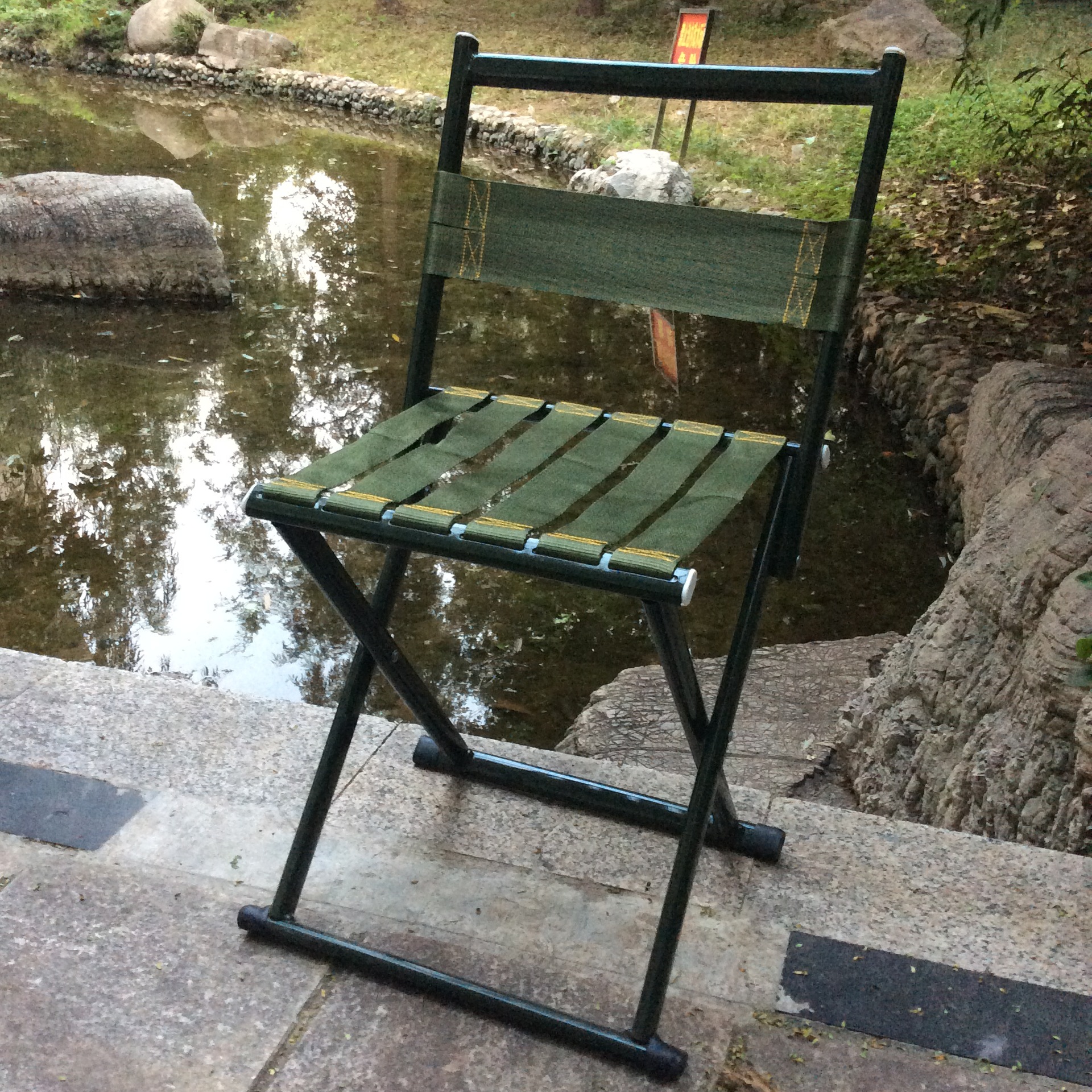 户外新款折叠圆管马扎便携式靠背马扎子钓鱼凳子户外火车小板凳