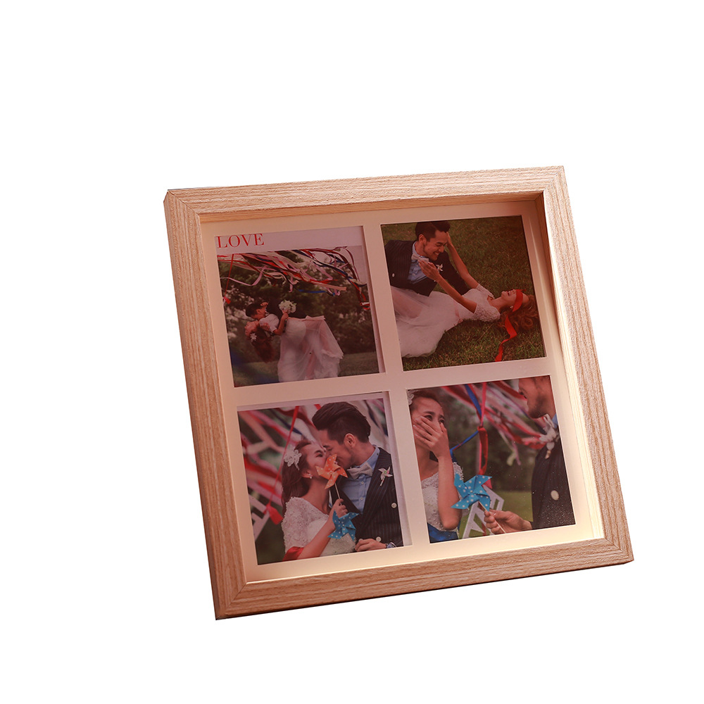 现代四宫格儿童桌面摆放相框纪念精致正方形影楼订单礼摆台相架