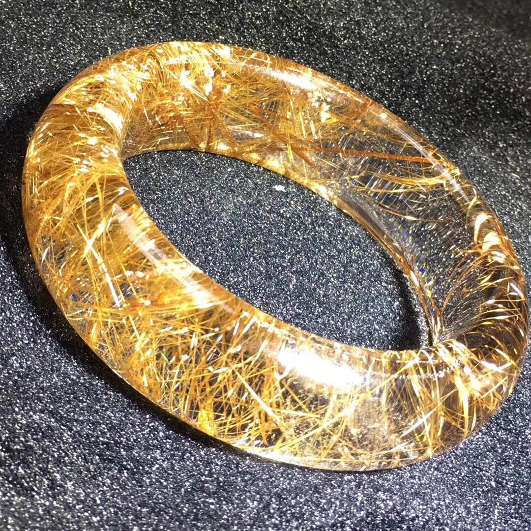 天然钛晶顺发发晶 钛晶板钛金发晶 金发手镯猫眼手链加宽版手镯