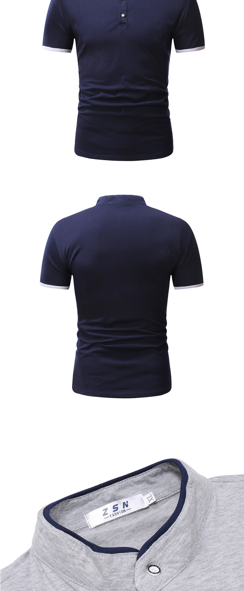 2020夏季爆款男士纯色短袖t恤时尚休闲修身立领polo衫男式打底衫