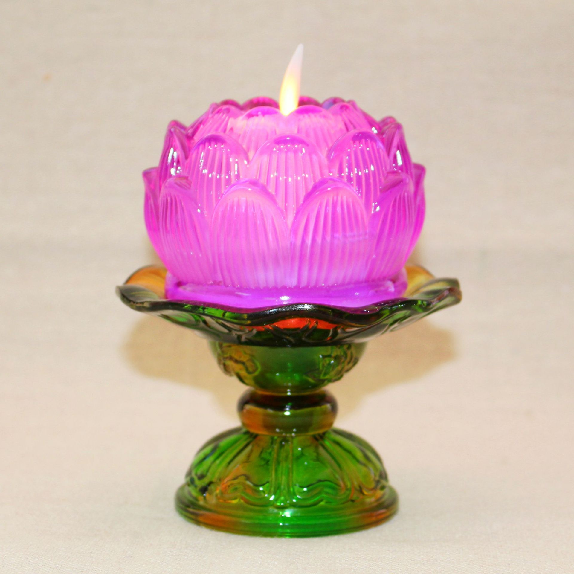 七彩莲花飘飘烛 仿真摇摆蜡烛灯 佛堂寺庙七彩供灯琉璃电池长明灯