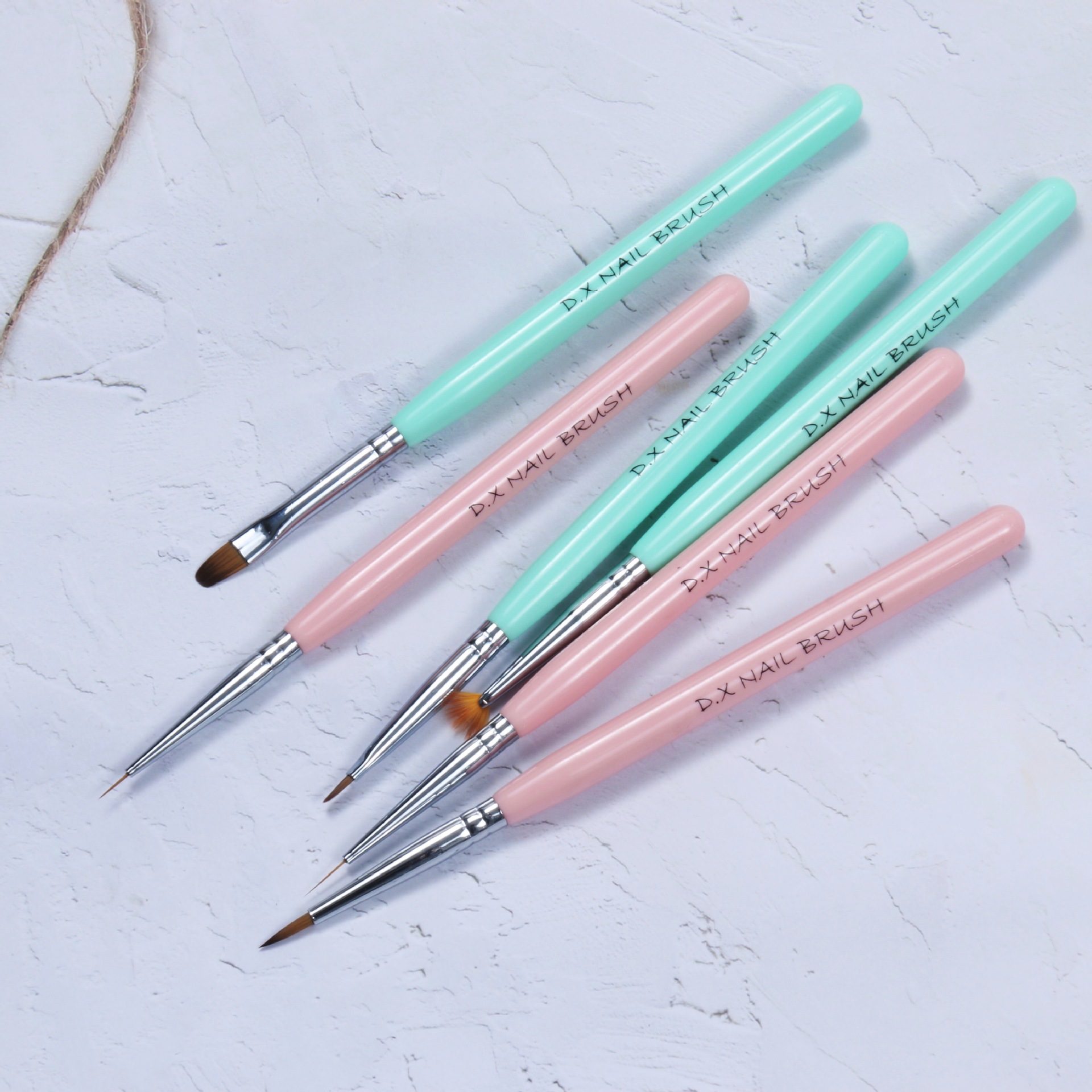 日式美甲笔套装6支装彩绘笔 美甲学校用拉线笔光疗水晶笔现货批发