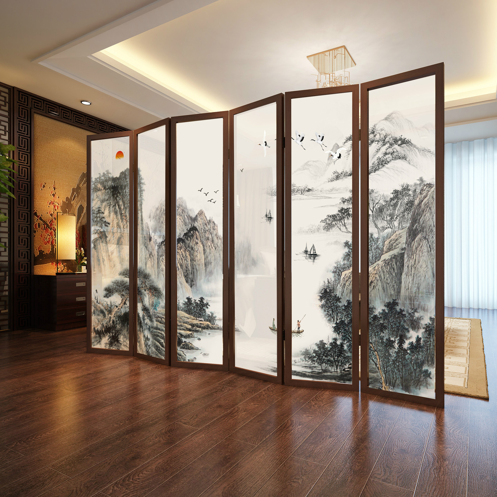 屏风隔断卡实木