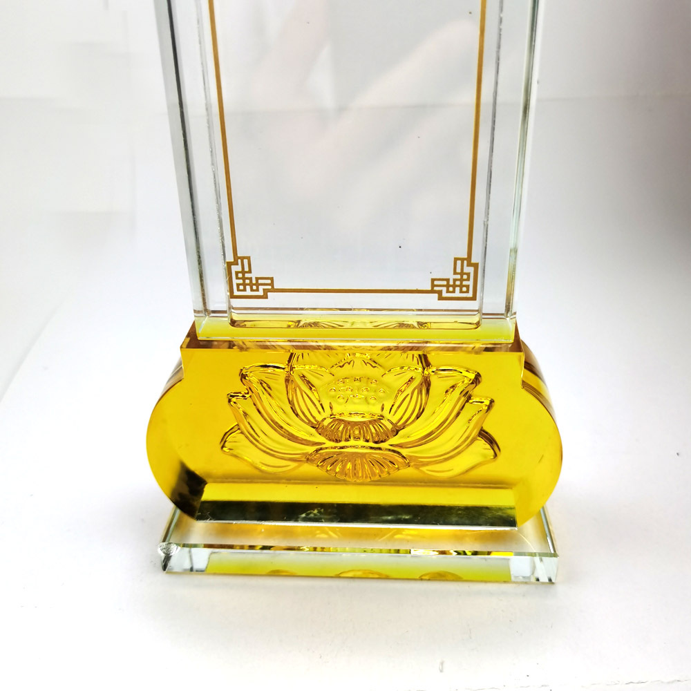 水晶琉璃灵位牌寺庙地宫灵牌可插卡式琉璃莲花座水晶牌位