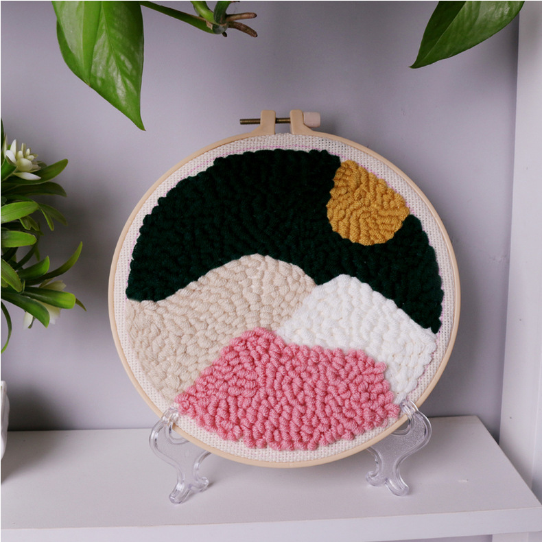 戳戳绣布毛线绣用10*10亚麻布现代简约刺绣印刷图案定制居家绣布