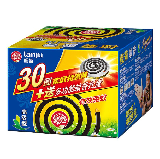 榄菊高级蚊香30圈家用驱蚊大盘文香灭蚊香内含蚊香盘整箱18盒