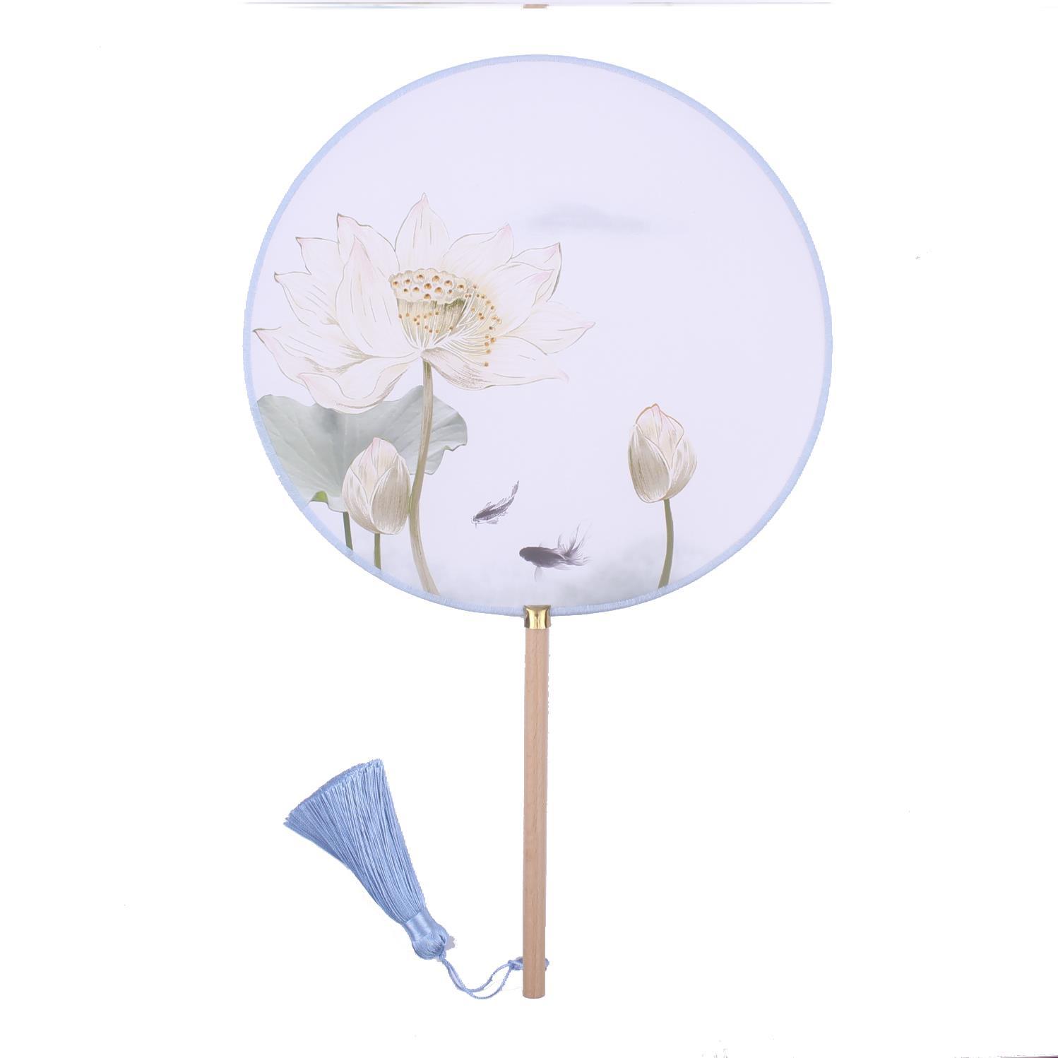 风宫扇女木柄汉服扇子表演古风圆扇舞蹈扇古典半透明中式团扇