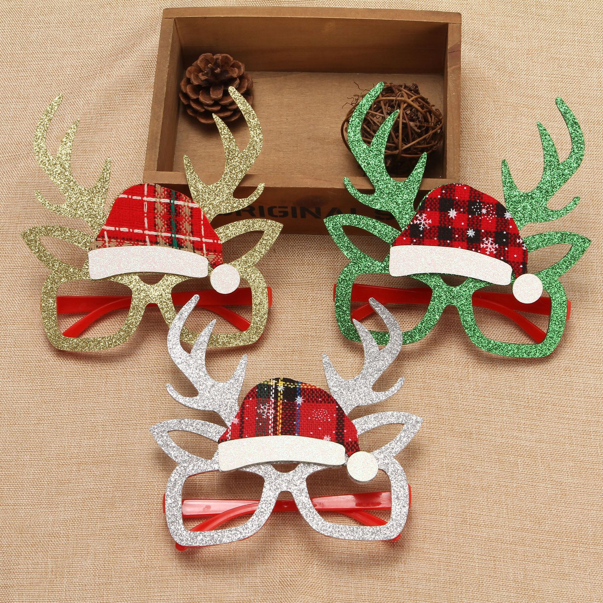 圣诞鹿角眼镜装饰品圣诞老人雪人成人儿童玩具圣诞节装饰眼镜厂家