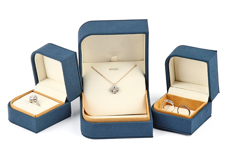 新款蓝色珠宝戒指盒钻石戒指盒项链盒包装盒子求婚对戒盒首饰盒