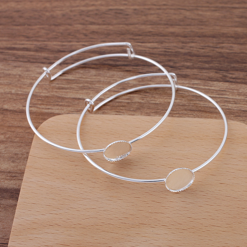 12mm牙盘银色铁丝金属手镯(08280)