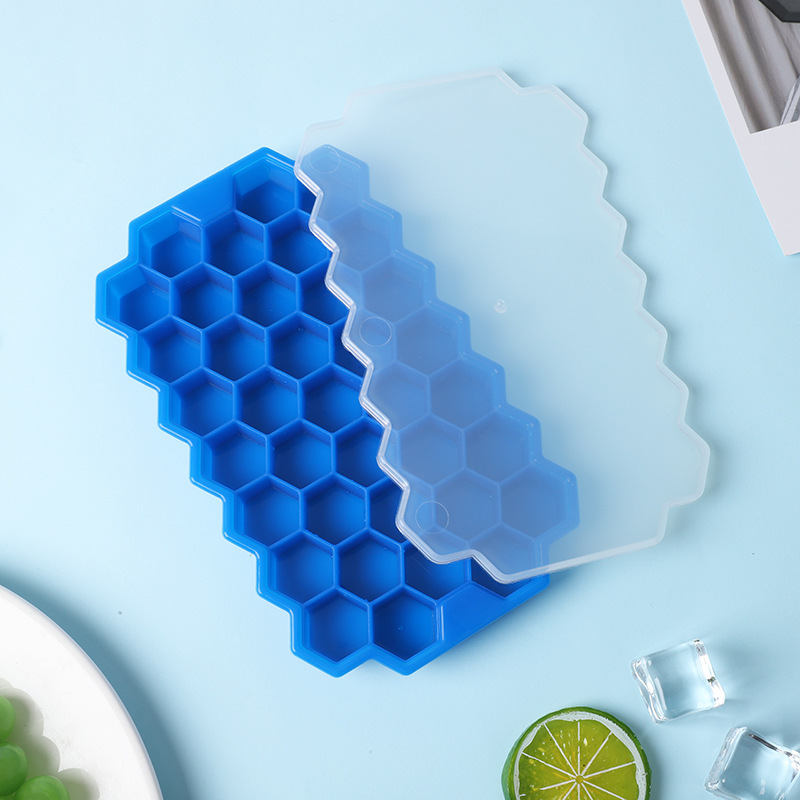 37-Hole Honeycomb Silicone Ice Tray Household Commercial Easy-to-Take Ice Homemade Fruit Ice Cube Ice Mold with Lid Ice Tray