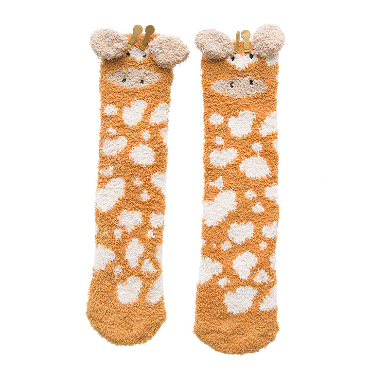 Winter Pure Cotton Adult Coral Fleece Socks Female Cute Cartoon Extra Thick Warm Home Terry Sock Sleep Floor Socks