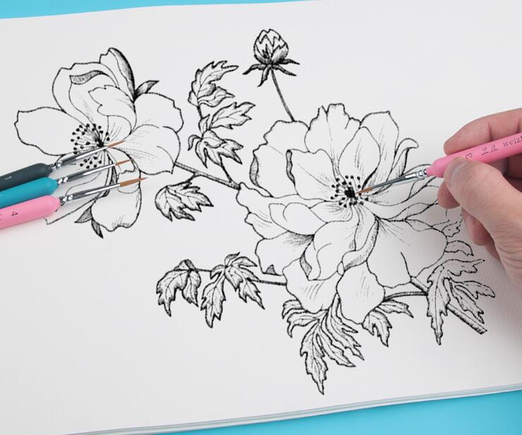 卫庄勾线笔 绘画手绘水彩狼毫勾线笔 画描边细线毛笔11种三色