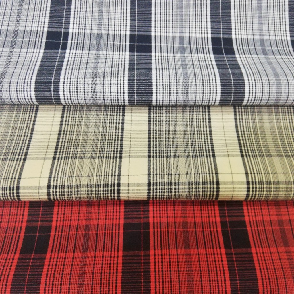 现货全棉衬衫面料高档男士格子衬衫面料高支高密色织格子面料