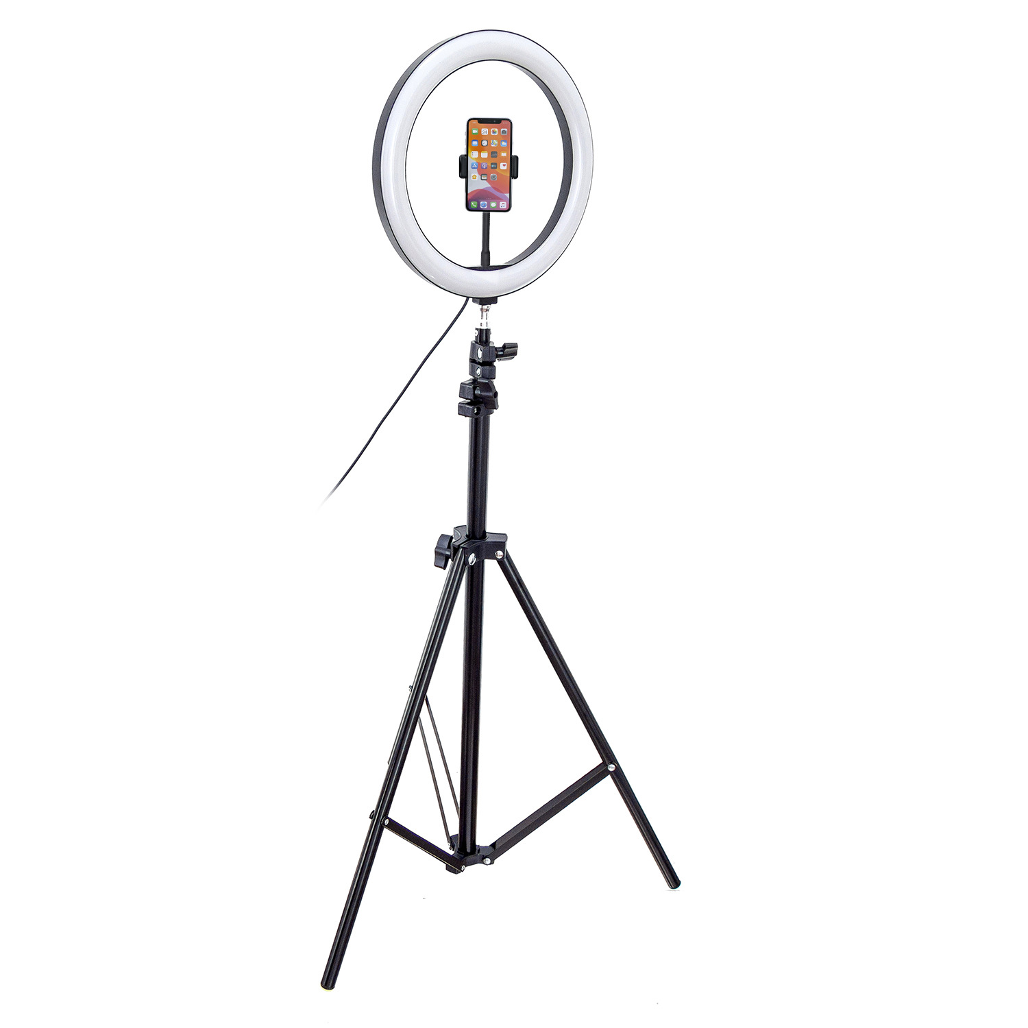 直播补光灯美颜环形灯手机直播摄影支架自拍可调led光灯10寸 26cm-阿