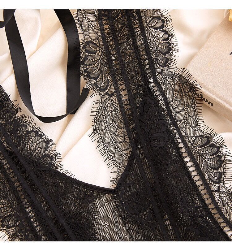 外贸情趣内衣蕾丝连体睡衣性感诱惑激情绑带黑色内衣女