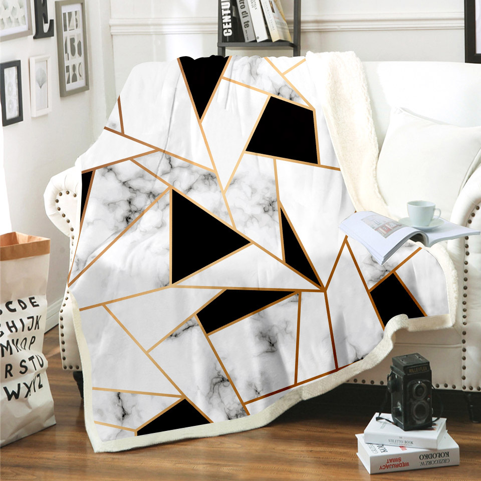 新款大理石纹样数码印花厚羊羔绒毛毯可复合批发来图定制一件起印