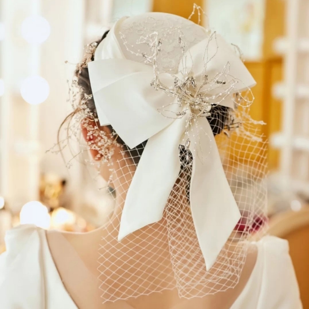 法式复古新娘白纱造型礼帽赫本气质新品平顶名媛舞会礼服配饰帽子