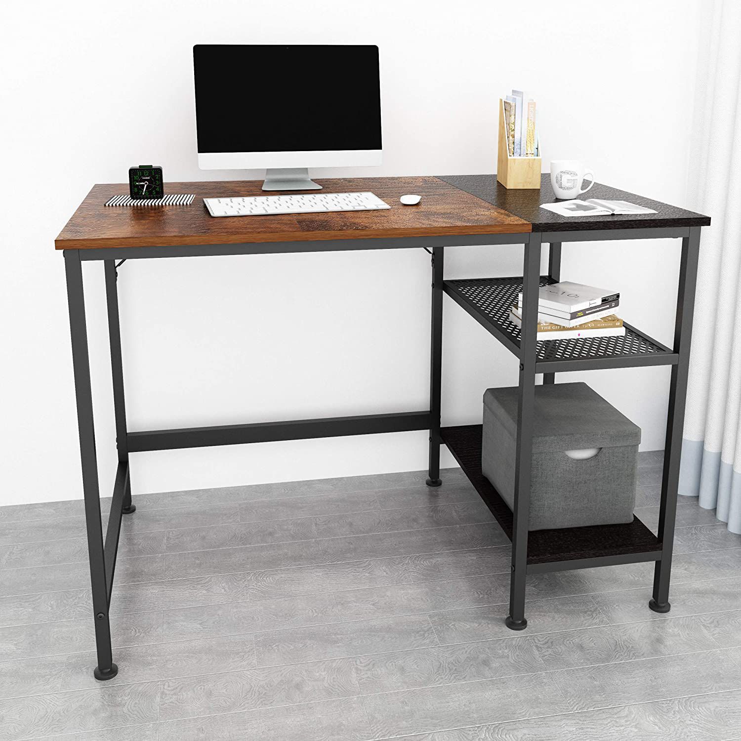 北欧风简约钢木电脑桌笔记本家用书桌单人写字台办公桌台式可拆卸