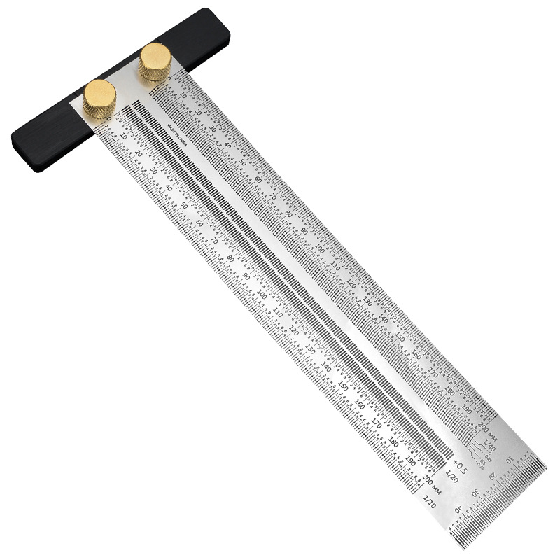 洞洞尺木匠划线神器木工工具大全过线尺不锈钢孔尺划规标记靠山尺