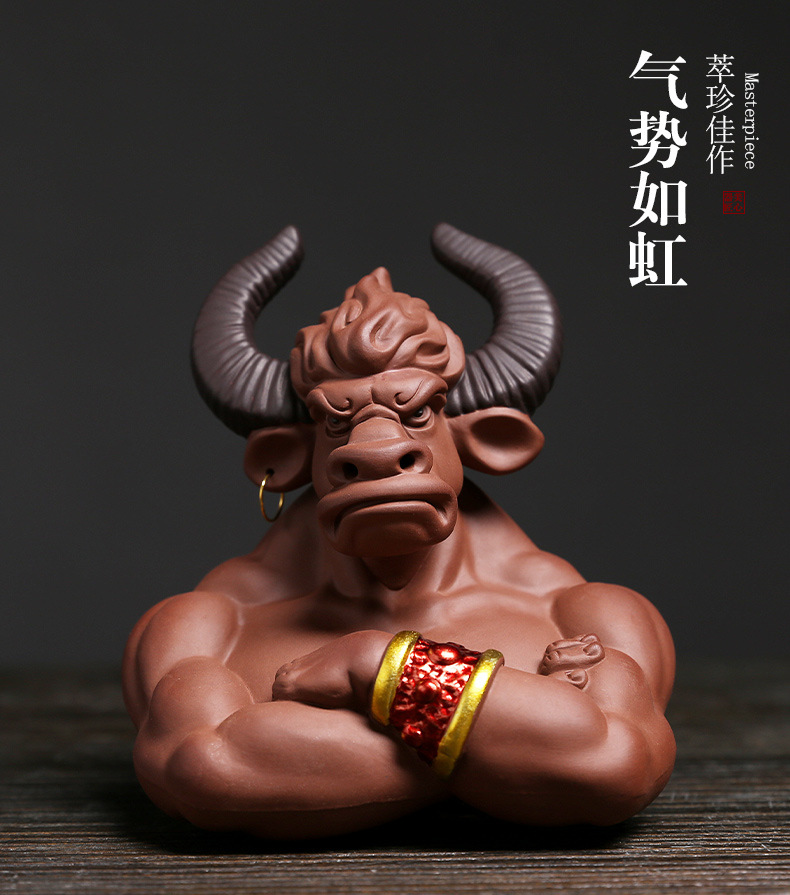 厂家直销陶瓷中式工艺礼品家居饰品摆件中国风牛魔王禅意摆件批发