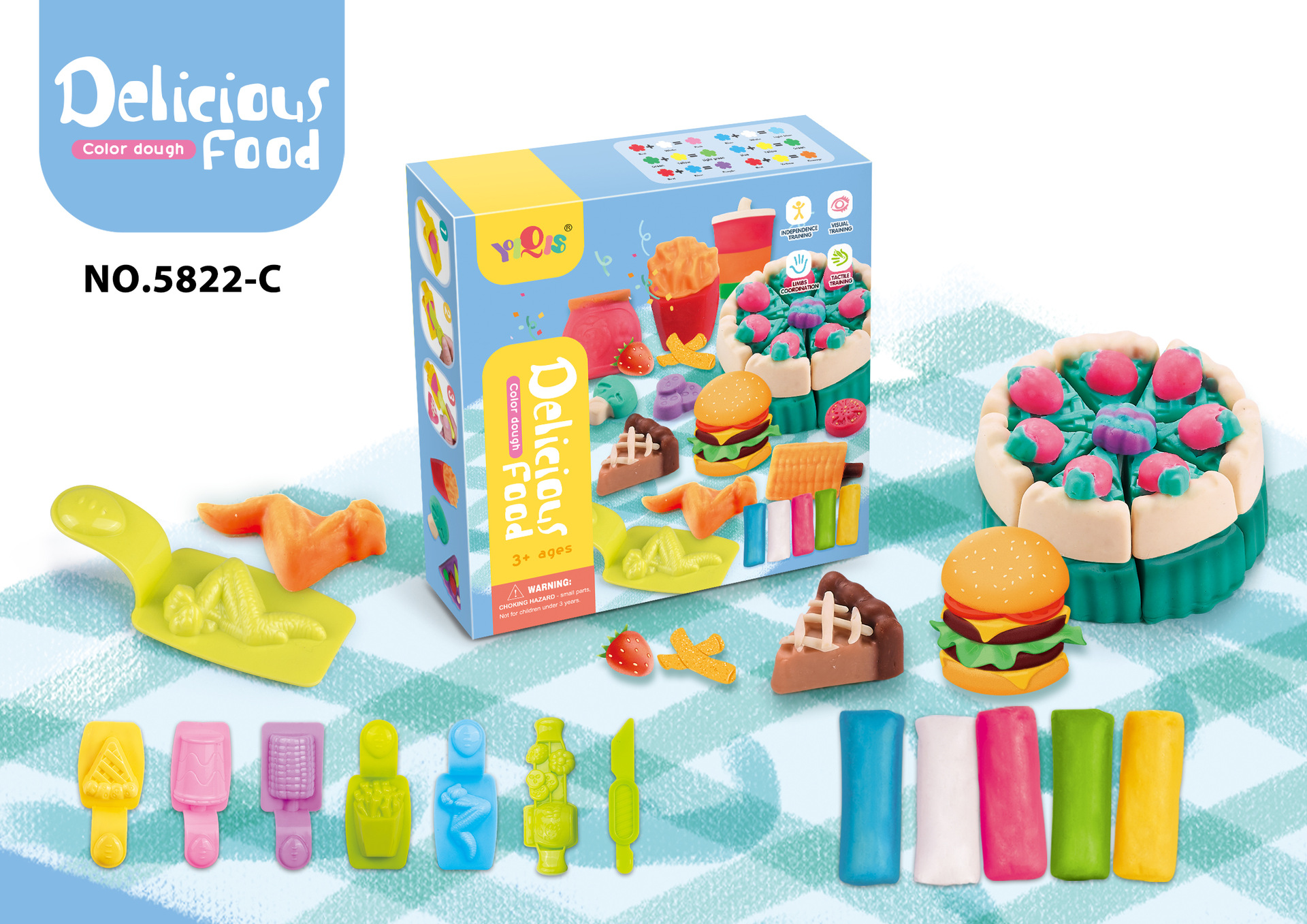 Cross-Border Hot Parent-Child Early Education DIY Colored Clay Plasticene Cookie Mold Food Colored Clay Children Colorful Mud Toys