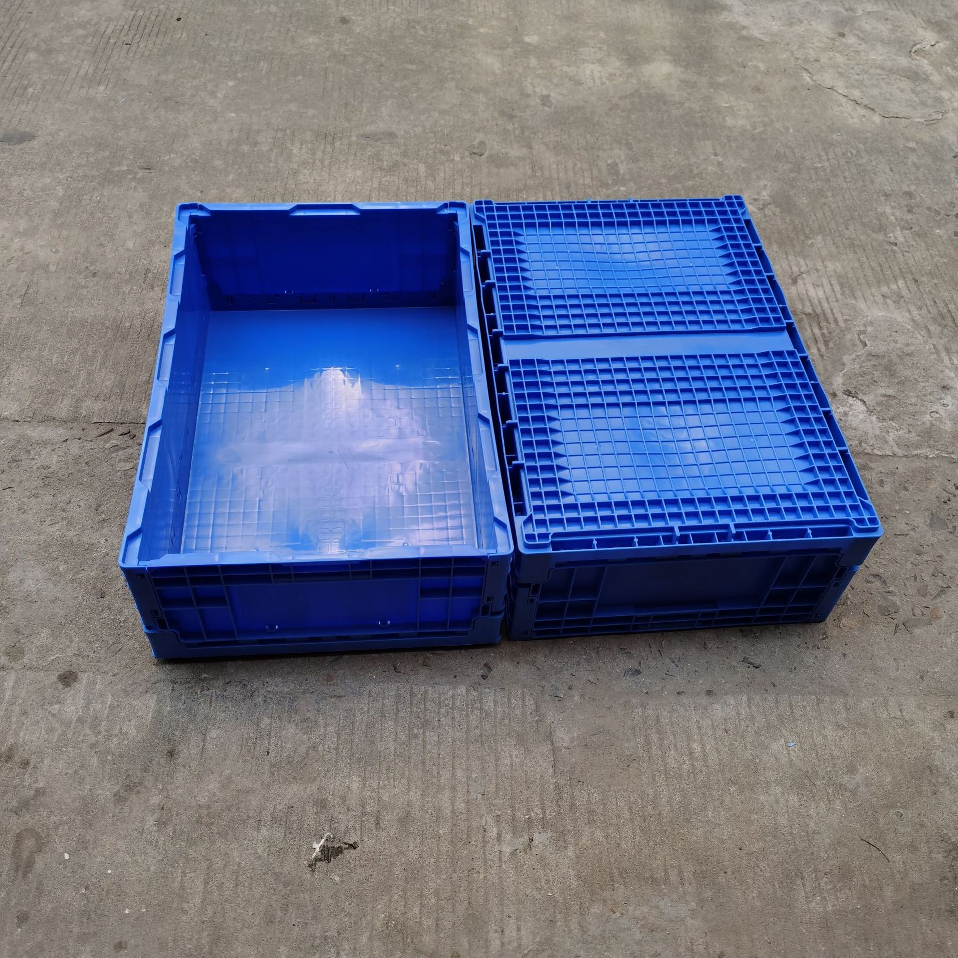 注塑折叠箱650*435*210mm塑胶框s806蓝色折叠箱可折叠省仓储面积