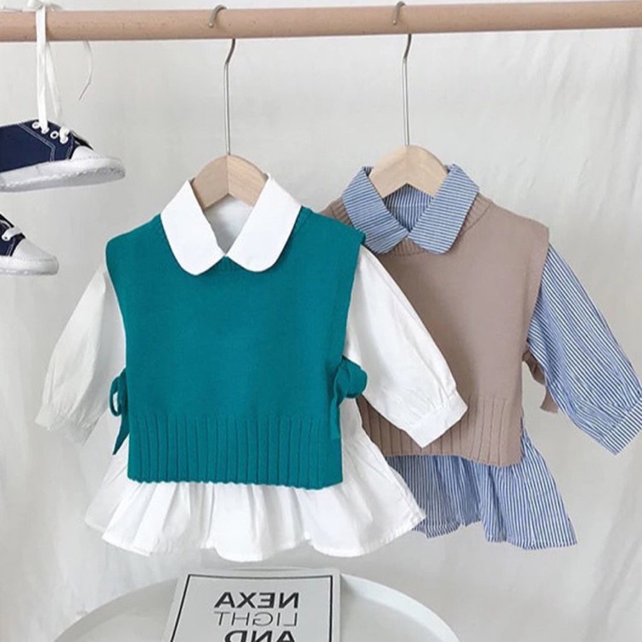 2020 Fashion Autumn Girls Clothes Knit Gilet+Long Sleeve Shirt 2pcs Children Clothing Set 2020 Fashion Autumn Girls Clothes Knit Gilet+Long Sleeve Shirt 2pcs Children Clothing Set