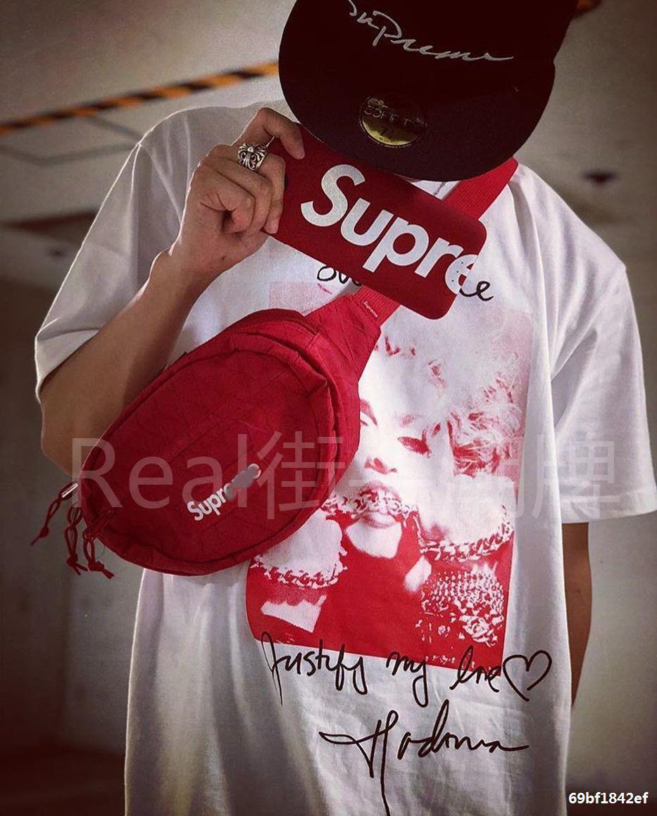 supreme19ss斜跨包17fw胸包潮牌单肩包手机包男女满印腰包斜跨包