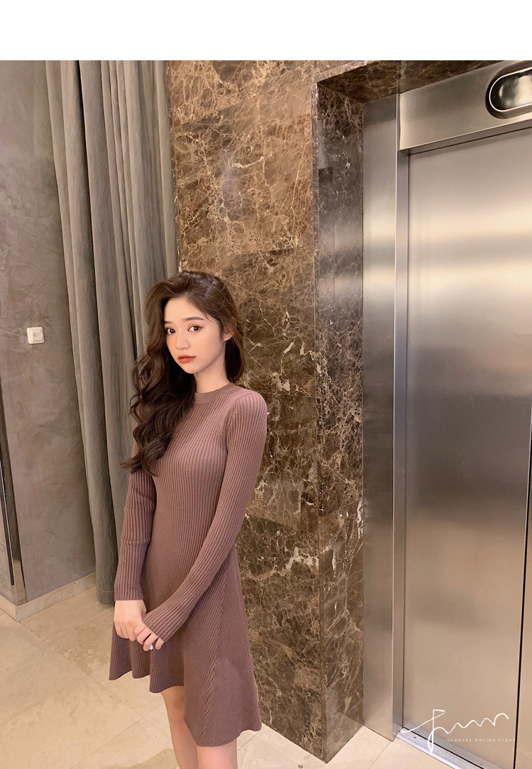 网红秋季黑色针织长袖连衣裙女秋冬显瘦高冷系女装气质成熟