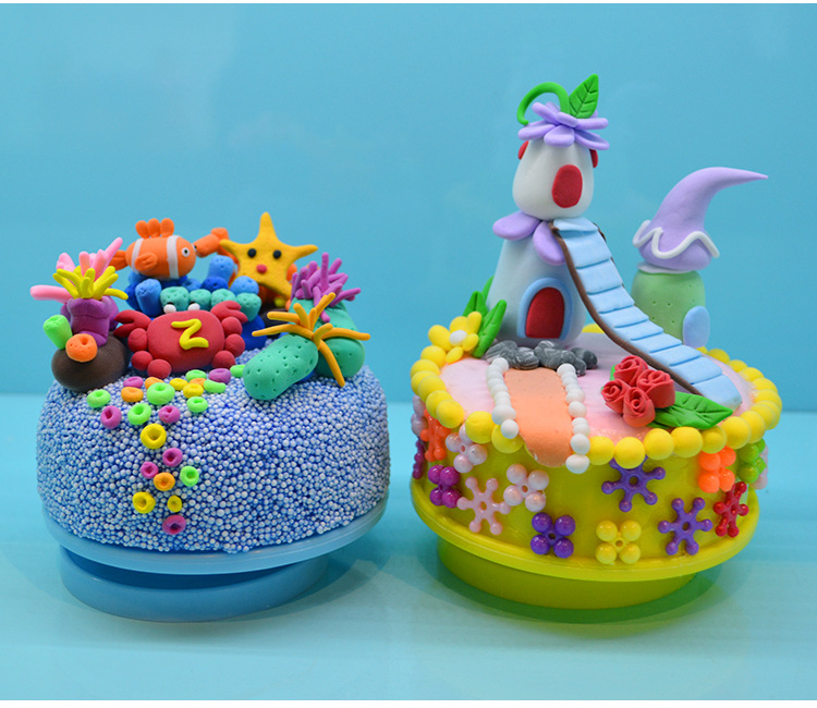 超轻粘土音乐盒底座 圆形旋转发条式黏土八音盒 diy手工粘土配件