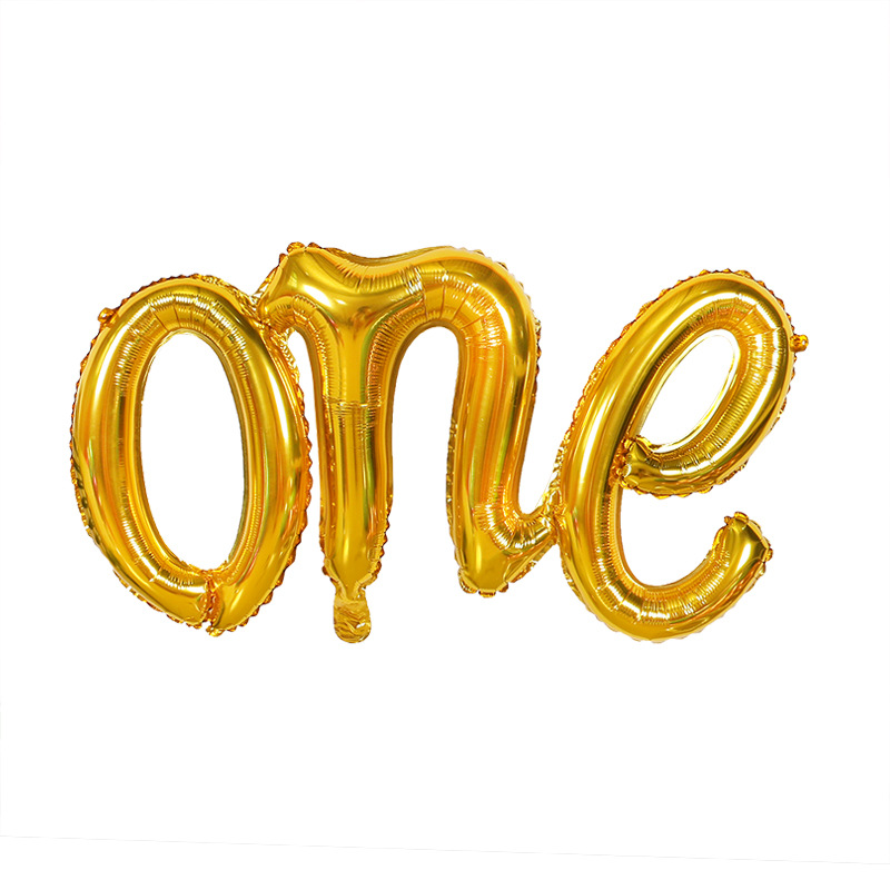 跨境热销小号连体英文one铝膜气球 周岁生日布置字母气球批发