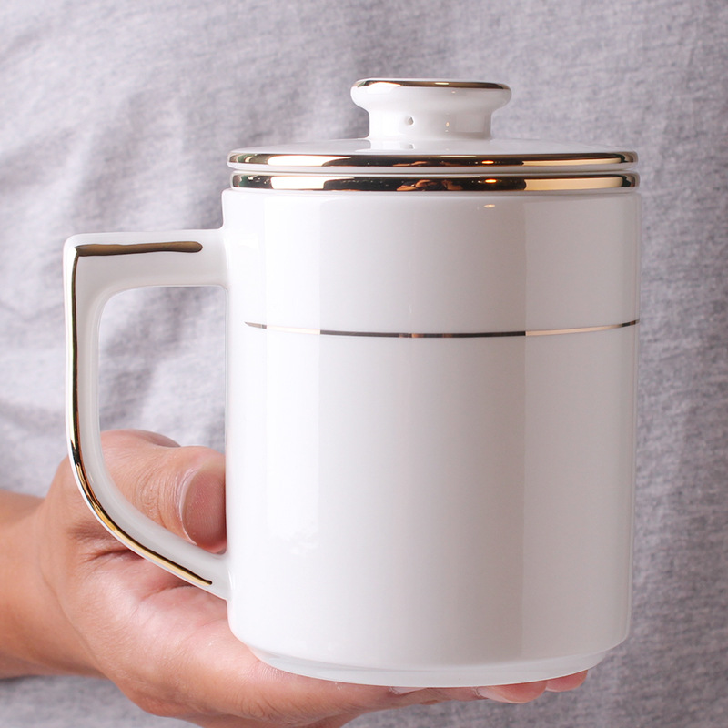 唐山厂家骨瓷茶漏杯定制广告礼品创意大容量办公家用陶瓷茶漏水杯