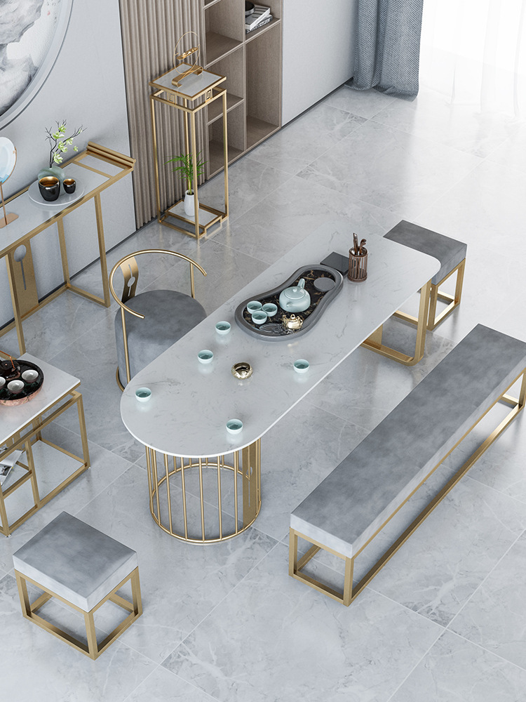 新中式茶桌椅组合办公室喝茶北欧大理石茶台小茶几现代功夫泡茶桌