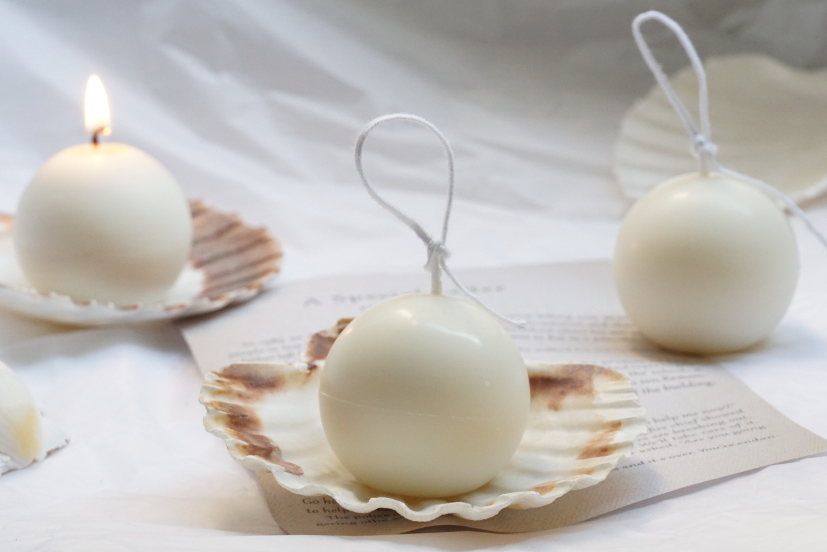 ins圆球蜡烛贝壳烛台vintage拍照道具北欧家居摆件宴会蜡烛伴手礼