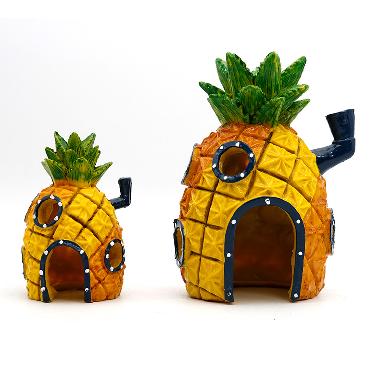 鱼缸造景卡通摆件鱼虾躲避穴大号菠萝屋水族箱造景躲避穴海绵宝宝