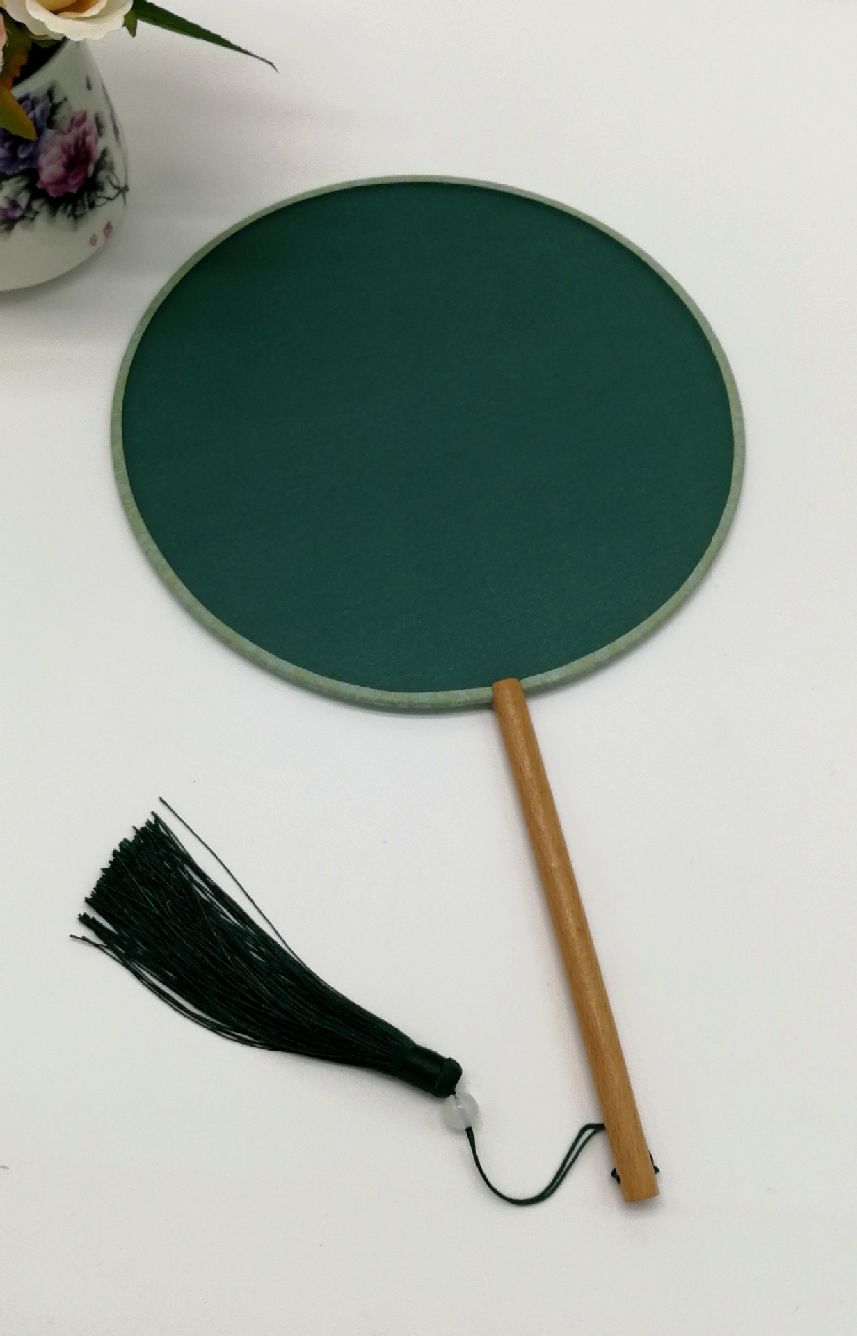 刺绣diy手工贴花制作古风真丝半透圆形团扇汉服女宫扇新娘喜扇子