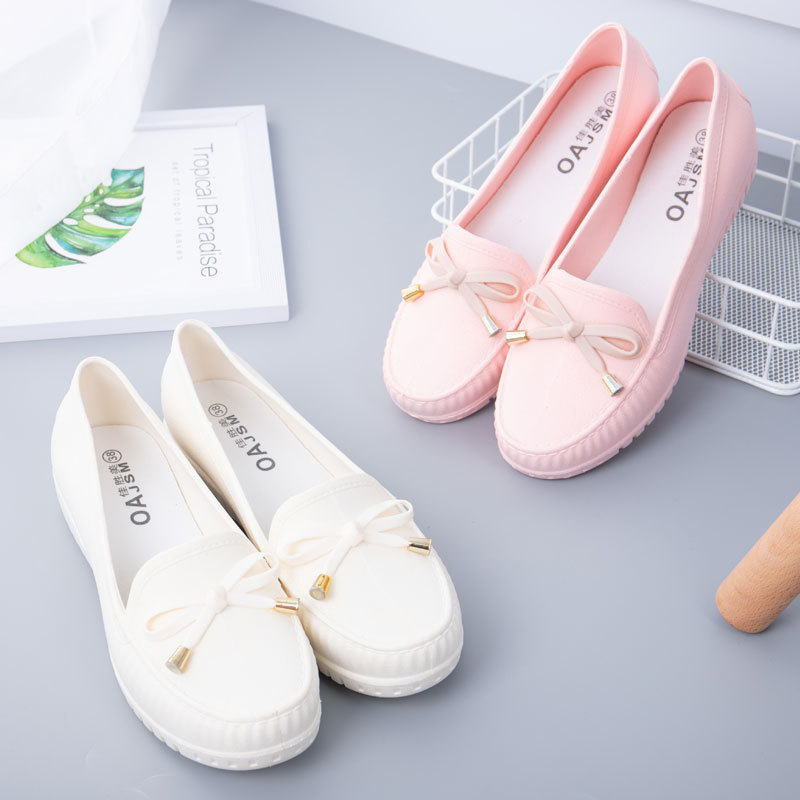 Korean Style Fashionable All-Match Loafers Women's Non-Slip Nurse Shoes Kitchen Work Shoes Soft Bottom Maternity Shoes Women's Shoes Rain Shoes