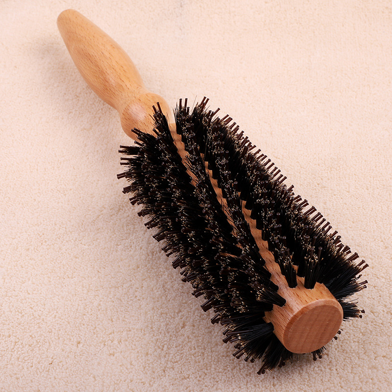防木梳猪鬃毛梳圆滚筒梳造型内扣卷发梳家用长发头梳卷筒梳子静电
