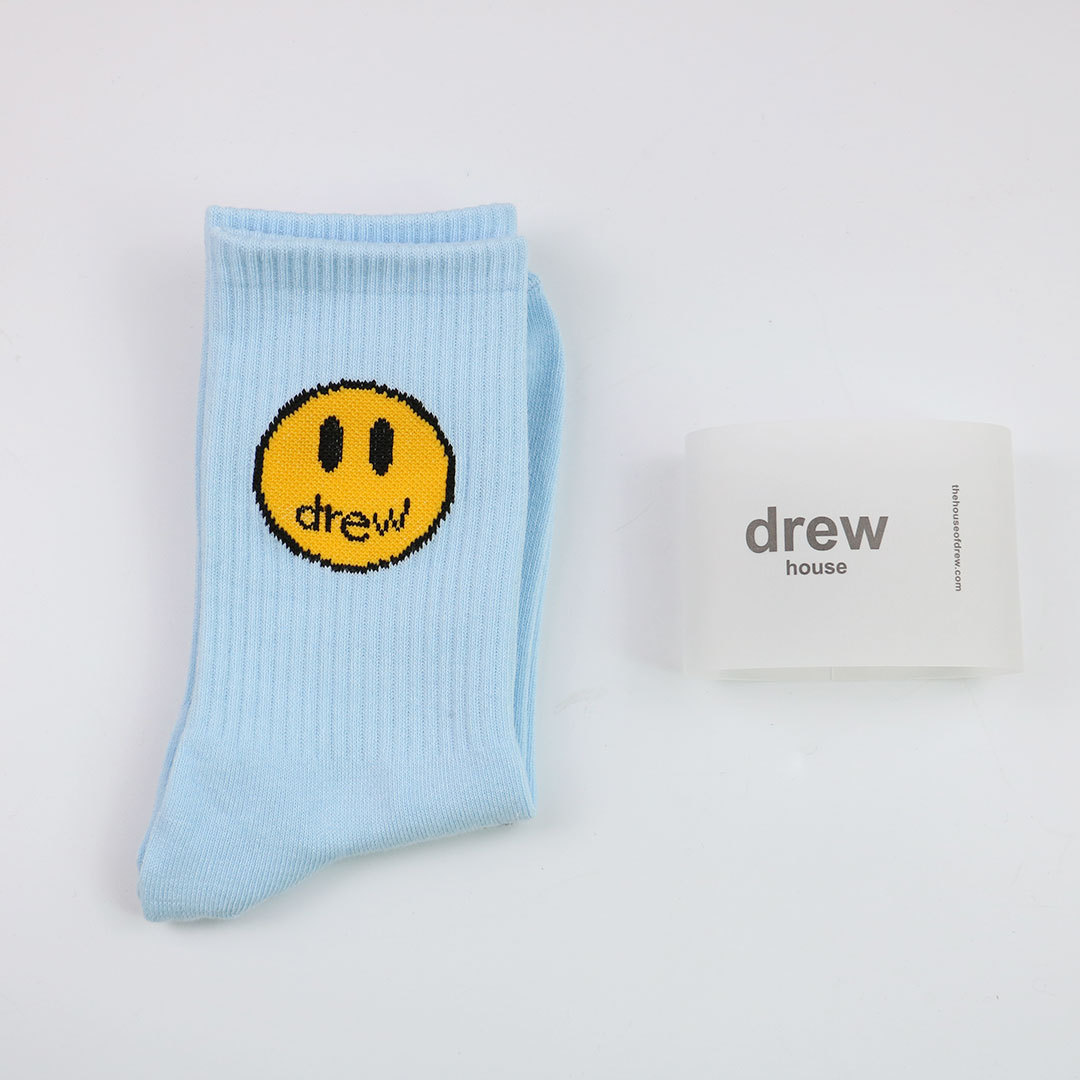 drewhouse比伯同款玫红薄荷绿笑脸袜子欧美街头潮牌中筒棉袜批发