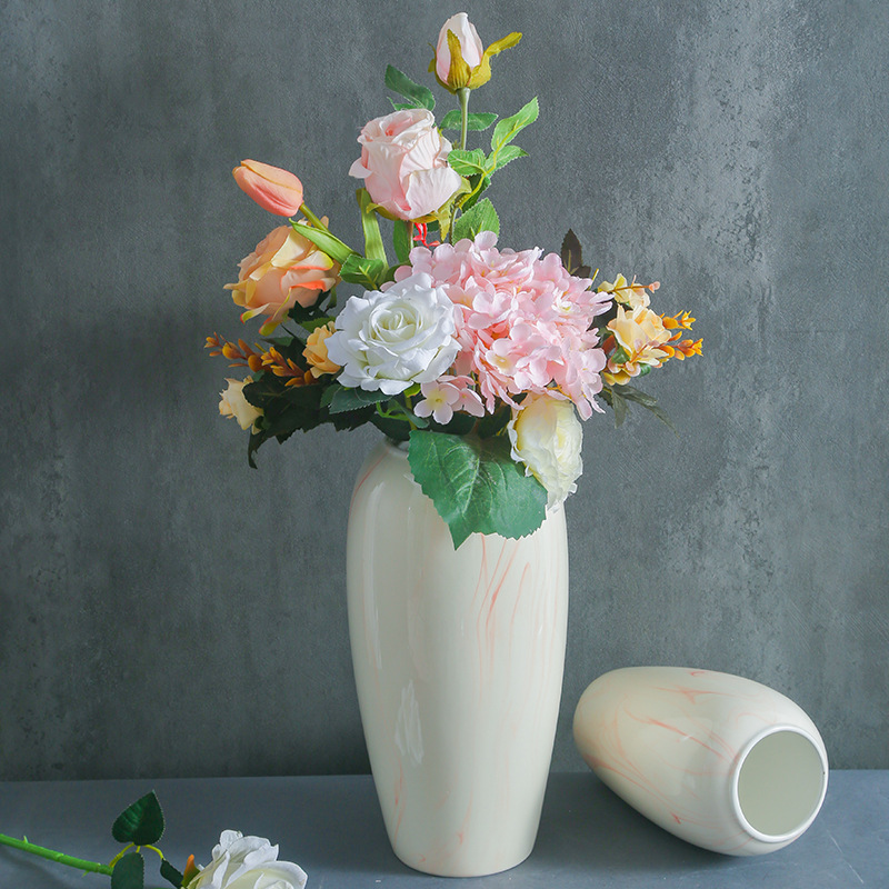 极简创意大理石纹陶瓷花瓶 北欧ins风创意简约家居样板房花器摆件