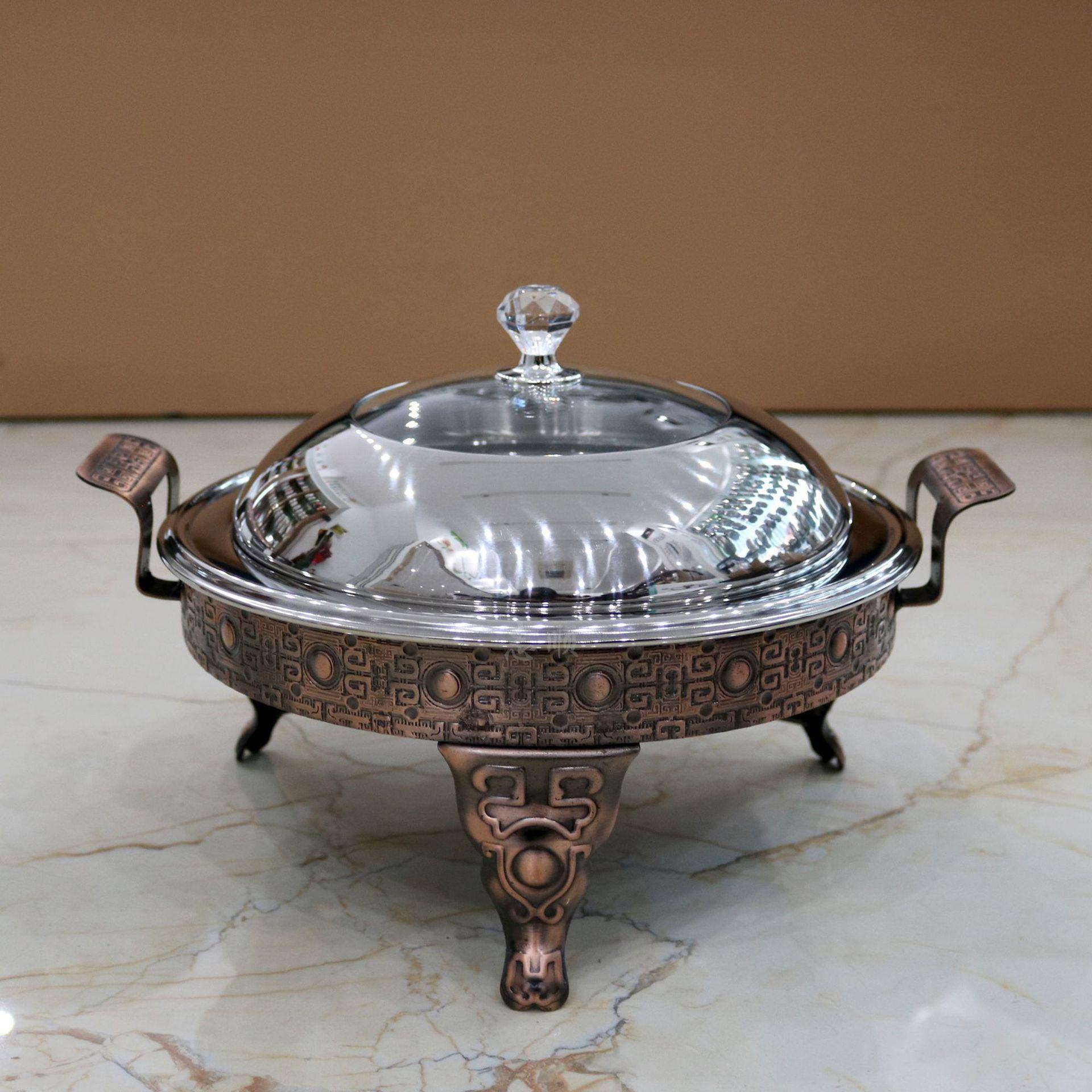 不锈钢酒精炉 钻石古典炉 酒店圆形自助可视盖餐炉自助火锅干锅