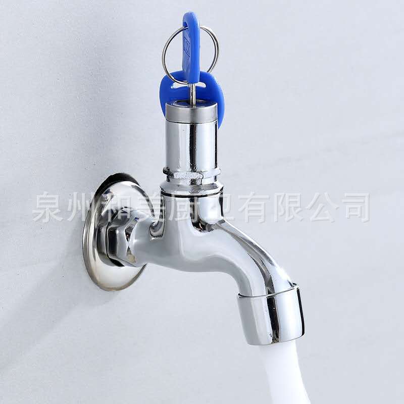 with Lock Faucet Quick Open Single Cold Porcelain Core Washing Machine Stainless Steel Nozzle Balcony Lengthened Outdoor Copper Faucet Water Tap