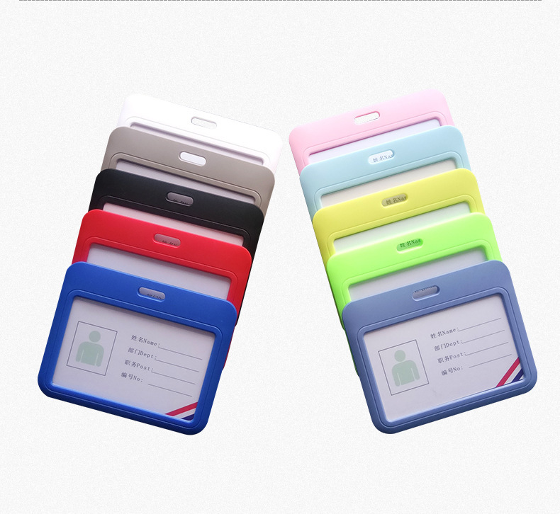 现货直供新款推合id胸卡壳配挂绳 批发abs硬塑胶横版滑盖证件卡壳