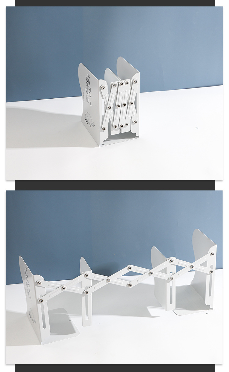 拉伸书立办公桌面书籍收纳架伸缩书立架折叠书架金属学生卡通书立